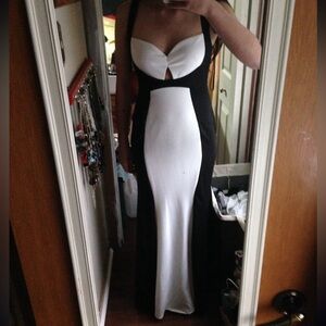 Elegant Black and White Evening Gown